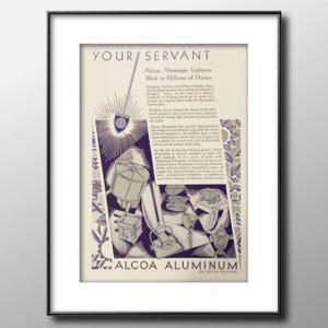 1930 Vintage Alcoa Aluminum Ad, Original Art Deco Print Ad, Home Appliances Ad, 2 Sided Ad, Baker&#39;s Coconut Ad