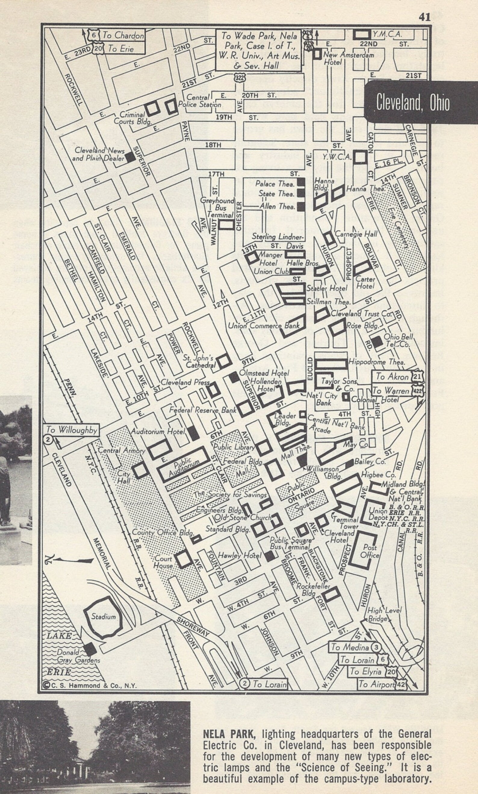 Cleveland Ohio Map City Map Street Map 1950s Black and - Etsy