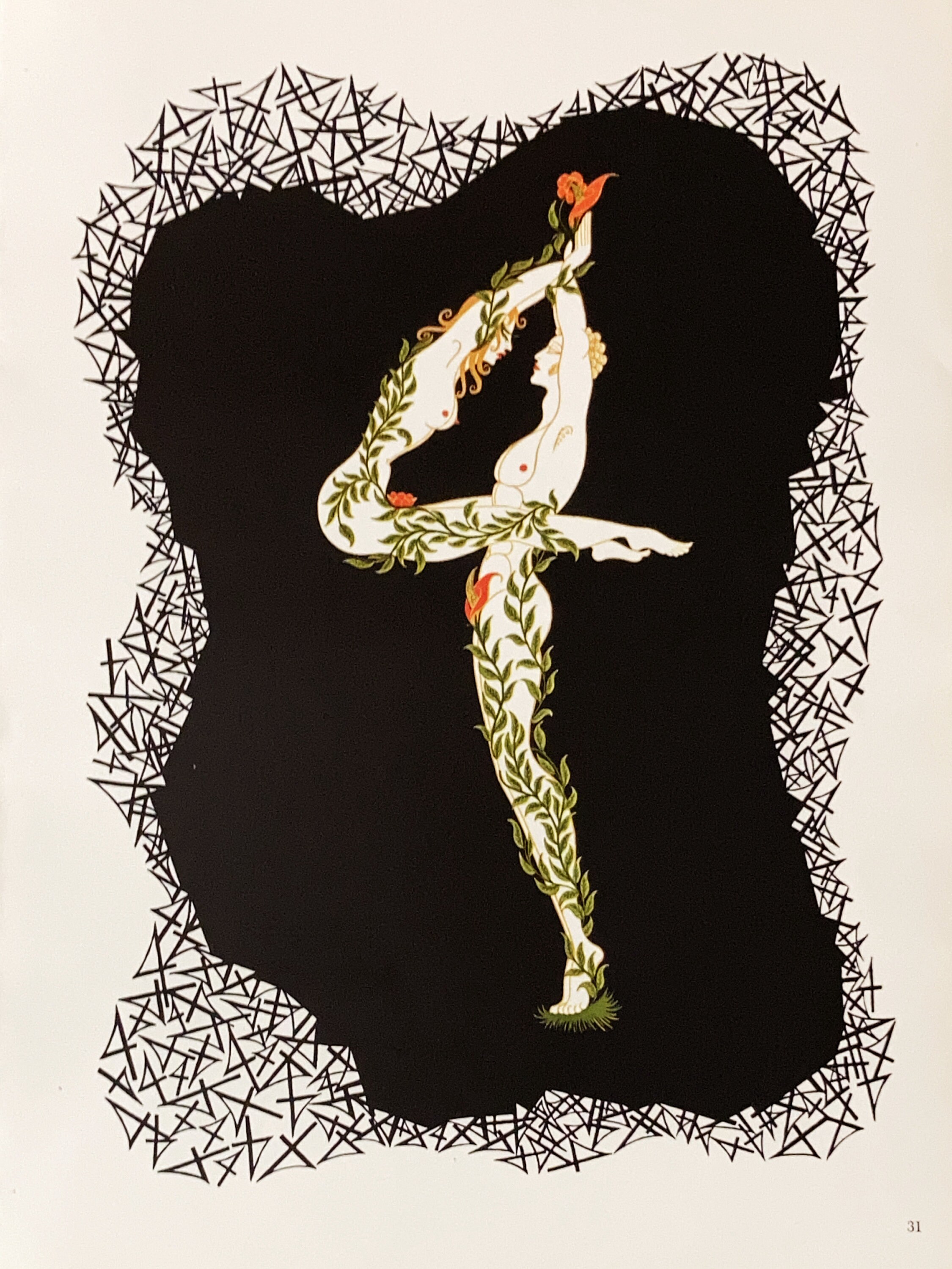 1978 Erte Art Deco Print: Numerals 