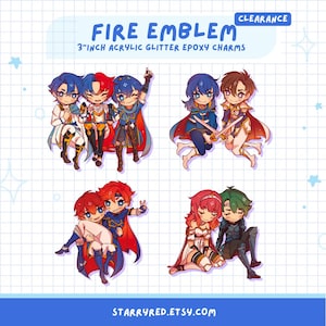 CLEARANCE Fire Emblem Glitter Epoxy Charms: 3&quot; Acrylic Keychain