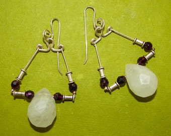 Fluorite and Garnet Earrings (no.142)