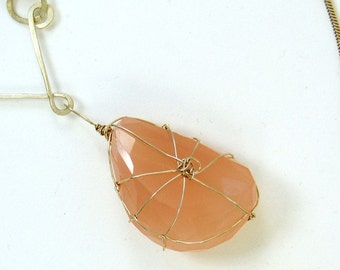 Rose Quartz Wire-Wrapped Necklace Large Nugget (no.106)