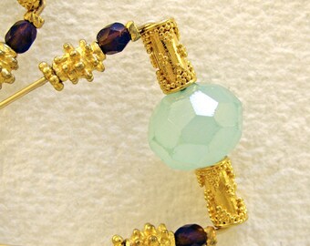 Chalcedony earrings Aqua Golden Bollywood style (no.120)
