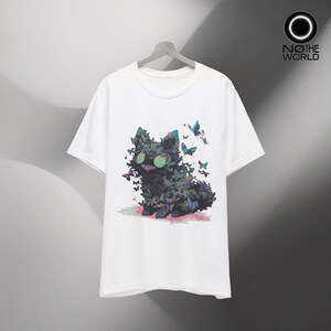 Butterfly Cat T-Shirt | Surreal Cute Cat Made of Butterflies | Whimsical Animal Art Tee | Unisex T-Shirt