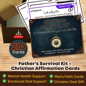 Cadeaux pour papa Kit de survie Cartes Affirmation Cadeau d'anniversaire pour homme Cadeau de fête des pères imprimable basé sur la foi pour un soutien chrétien en matière de santé mentale
