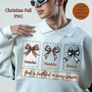 Grateful Thankful Blessed PNG: Christian Fall Bow Design (Digital Download)