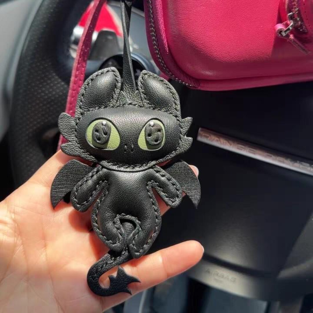 Toothless Diy Keychain Handmade Toothless Dragon Leather Keychain | DIY Kit & Ready-made ...