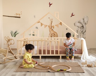 Handmade Montessori Toddler Floor Bed with Legs and Slats