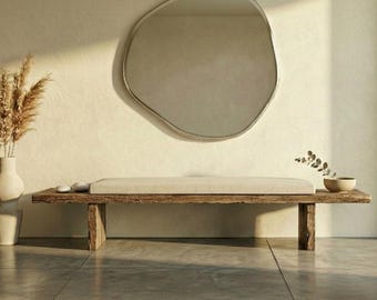 Handmade Rustic Solid Oak Entryway Bench – Reclaimed Wood Bench
