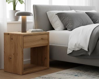 Oak Bedside Table – Handmade Rustic Nightstand
