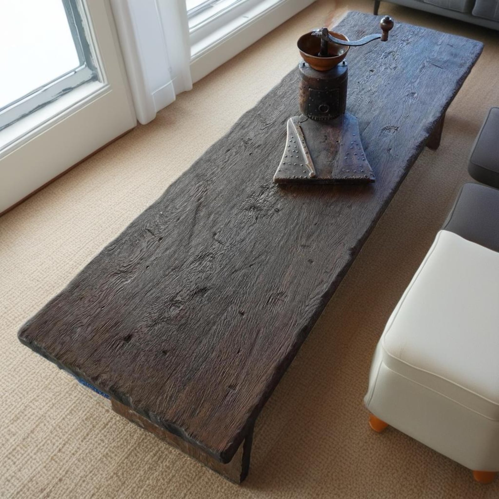 Wabi sabi coffee table raw wood organic natural grain handmade