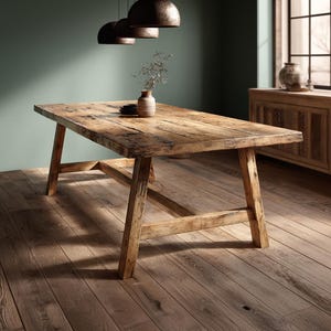 Handmade Oak Dining Table: Reclaimed Wood, Rustic Vintage Style