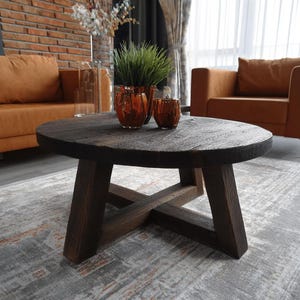 Coffee Table, Round Oak Coffee Table Rustic, Rustic Round Coffee Table Wood, Rustic Reclaimed Oak Table, Round Furniture Farmhouse,