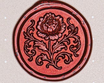 Peony Emblem Wax Seal – Botanical Floral Design for Letters & Gifts | Crabsupply™
