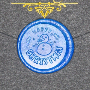 Sello de cera "Muñeco de nieve navideño n.° 2": diseño festivo para tarjetas navideñas / Crabsupply™