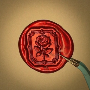 Sello de lacre con marco de rosas: diseño floral botánico para cartas y regalos / Crabsupply™