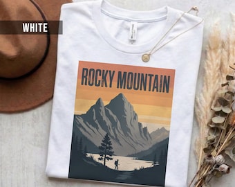 Camiseta con diseño retro de las Montañas Rocosas, algodón suave (unisex, tallas S-2XL)