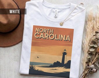 Camiseta con diseño retro de Carolina del Norte, algodón suave (unisex, tallas S-2XL)