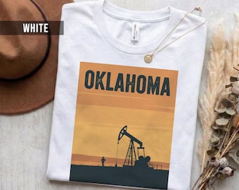 Camiseta con diseño retro de Oklahoma, algodón suave (unisex, tallas S-2XL)