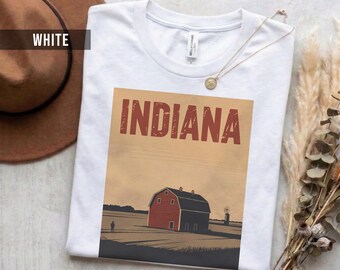 Camiseta retro de Indiana: estilo vintage para viajes (Unisex, tallas S-2XL)