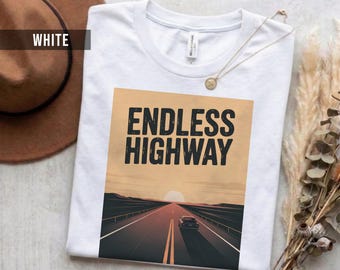 Endless Highway Retro T-Shirt - Soft Cotton, Casual Unisex Fit
