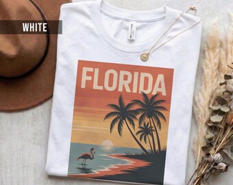 Camiseta con diseño retro de Florida, algodón suave (unisex, tallas S-2XL)