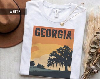 Camiseta Georgia Retro Design, algodón suave (Unisex S-2XL)