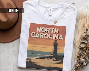 Camiseta con diseño retro de Carolina del Norte, algodón suave (unisex, tallas S-2XL)