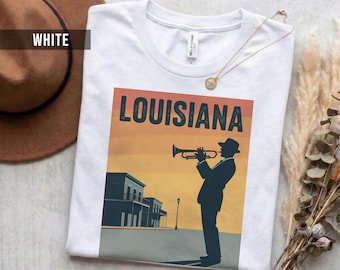 Camiseta Lousıana con diseño retro, algodón suave (unisex, tallas S-2XL)