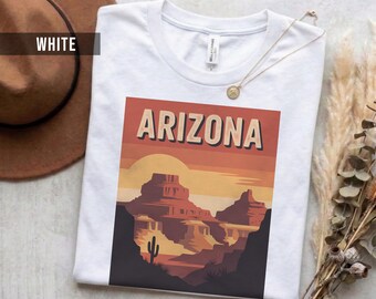 Arizona Retro Tee: Vintage Style Travel Shirt (Unisex S-2XL)