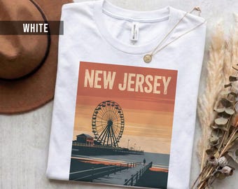 Camiseta retro de Nueva Jersey, algodón suave, silueta llamativa (unisex, tallas S-2XL)