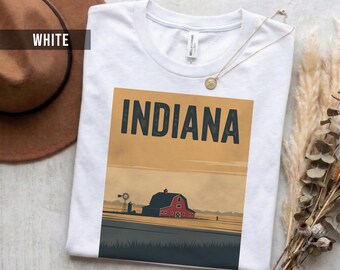 Camiseta con diseño retro de Indiana, algodón suave (unisex, tallas S-2XL)