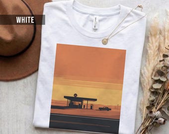 Camiseta con diseño retro de gasolinera, algodón suave (unisex, tallas S-2XL)