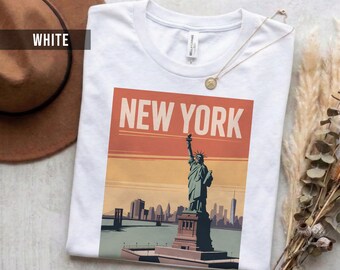 Camiseta con diseño retro de Nueva York, algodón suave (unisex, tallas S-2XL)