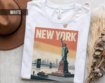 Camiseta retro de Nueva York: algodón suave, unisex, tallas S-2XL