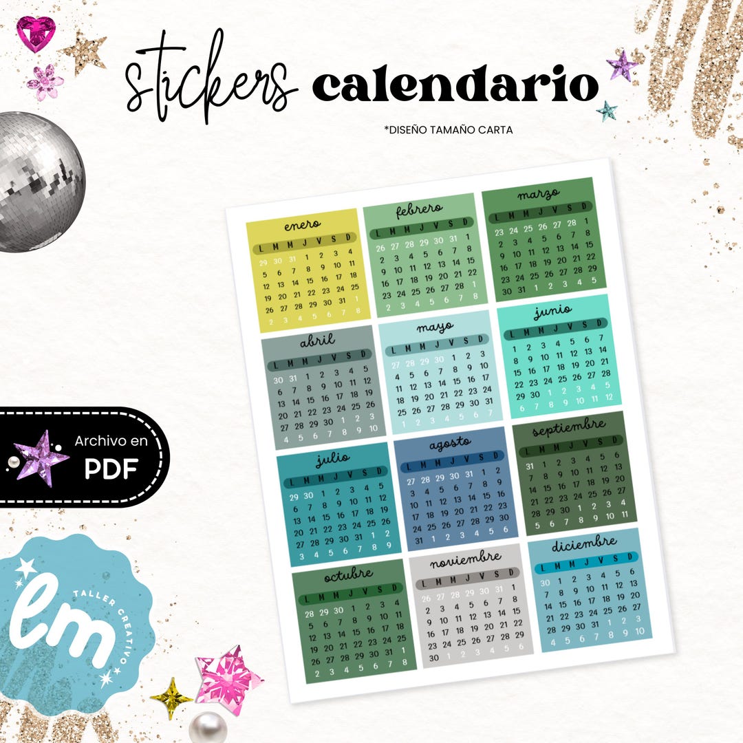 Stickers Calendario 2026 #1 | Stickers Para Agenda, Planner Y Journal ...
