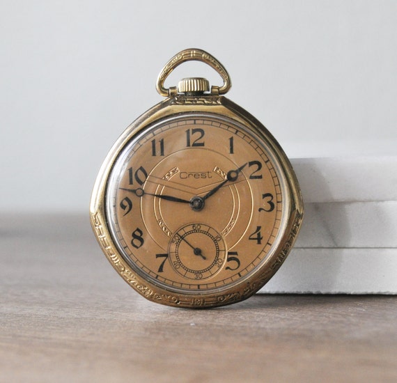 Crest Vintage 1920s Pocket Watch with Swiss Movement Gem