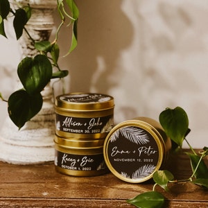 Soy Candle Wedding Favors, Custom Wedding Favors, Wedding Gift Favors, Boho Wedding Favors, Candle favors, Gold Tin, Wedding Shower Favors