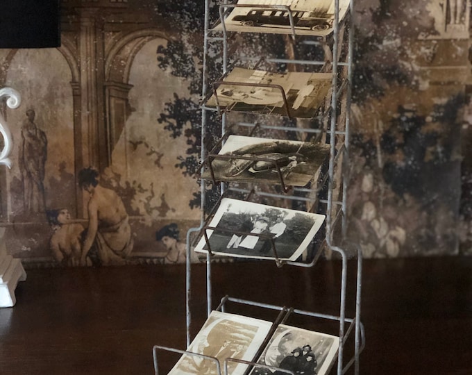 Vintage Postcard Display Rack 5 Tier Wire General Store Counter Top