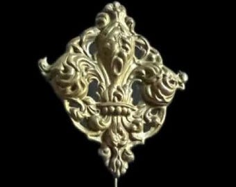 Antique Hatpin Golden Brass Art Nouveau Hat Pin