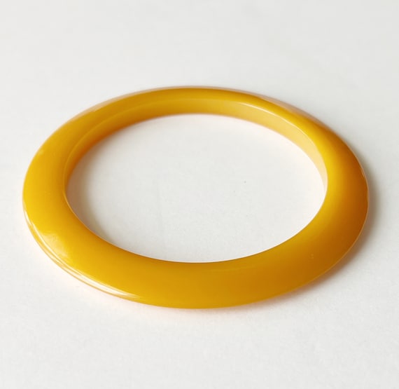 Bakelite Bracelet Spacer Bangle Golden Yellow Kni… - image 1