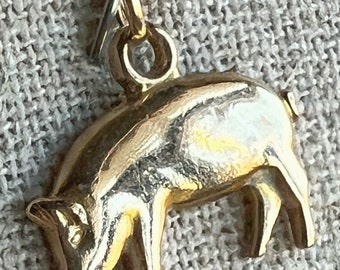 10k Gold Pig Charm Vintage Pendant