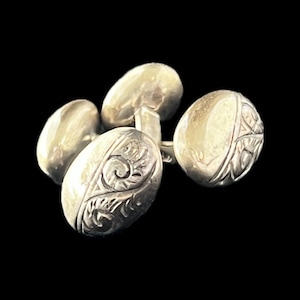 Silber antike Manschettenknöpfe viktorianische Schriftrollen Schweres Sterling Mode-Accessoire