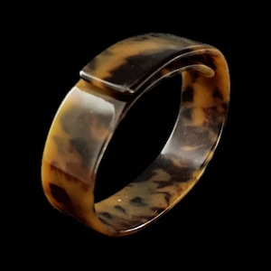 Vintage Cuff Bracelet Faux Tortoise Shell Plastic Bangle Gold Black Tortoiseshell
