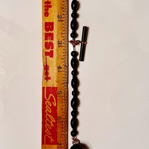Antique 10k Gold Watch Chain: French Jet Victorian Mourning Jewelry image 10