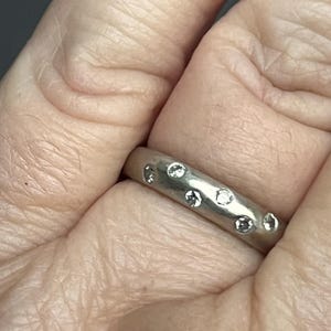 14k White Gold Diamond Stacking Ring Bubbles Wedding Band Etoile Style Anniversary