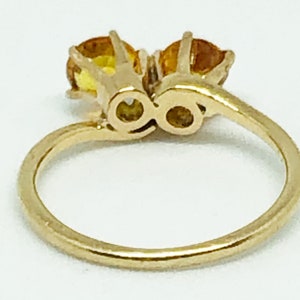Vintage 14K Gold Citrine Toi Et Moi Bypass Ring Fine Jewelry Size 4 1/2 image 9