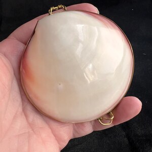 Vintage Shell Jewelry Box Mother of Pearl & Brass Treasure Holder
