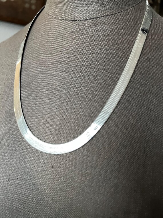 Heavy Silver Herringbone Chain Thick Vintage Ster… - image 3