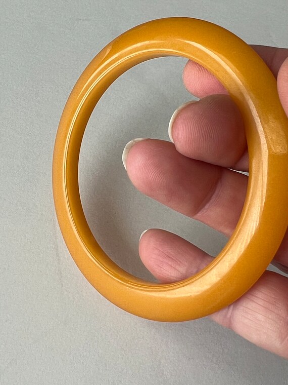 Bakelite Bracelet Spacer Bangle Golden Yellow Kni… - image 4